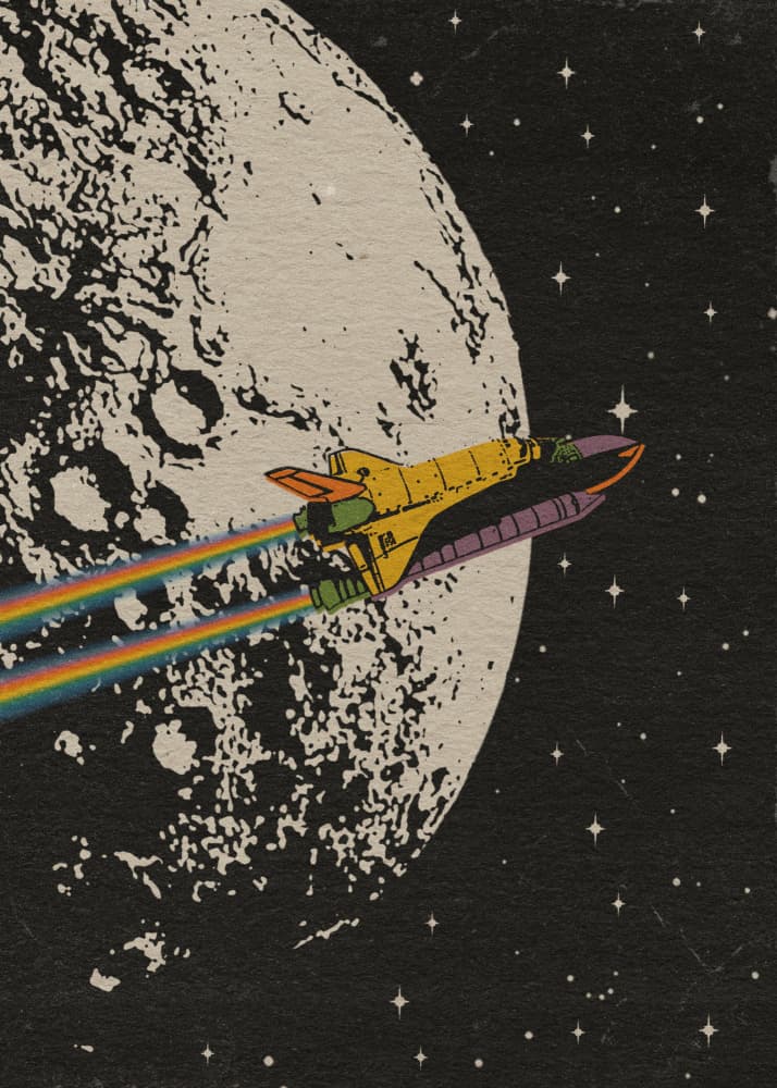 Space Shuttle Rainbow Trail by Nibera — canvas wall art