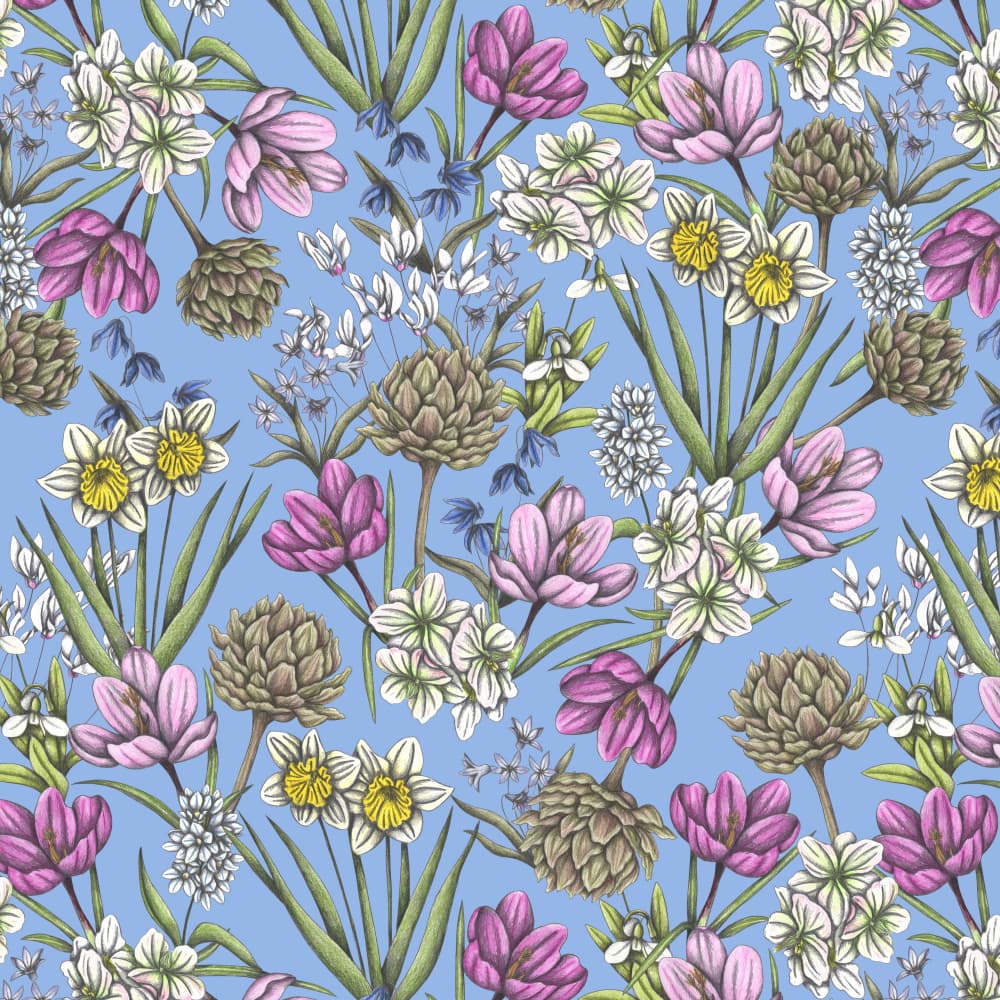 Blue Spring Botanicals by Cecilia Battaini — canvas wall art