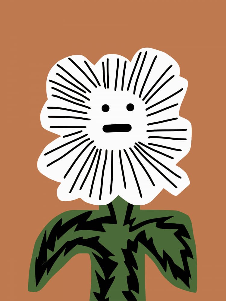 Whimsical Flower Face by Little Dean — canvas wall art