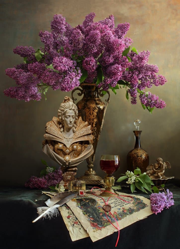 Baroque Lilac and Bust by Andrey Morozov — canvas wall art