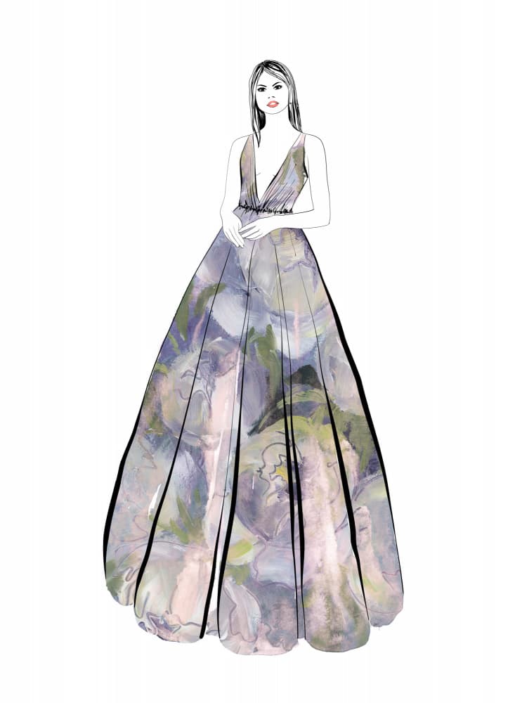 Elegant Floral Gown by Rosana Laiz Blursbyai — canvas wall art