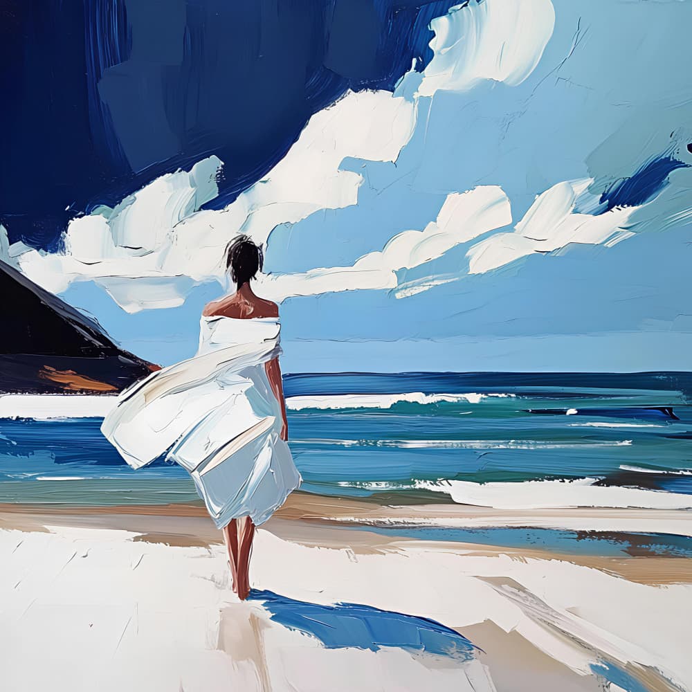 Woman Walking On the Beach by Avanesova Elena — canvas wall art