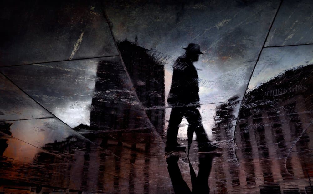 Mysterious City Walker by Antonio Grambone — canvas wall art