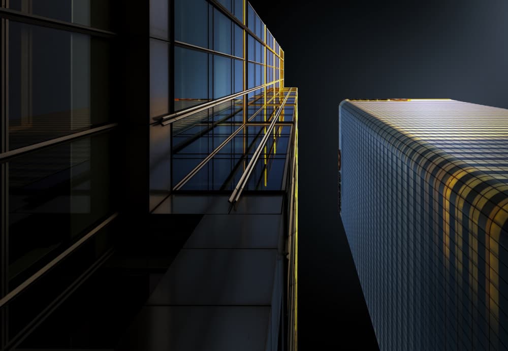 Golden Glass Skyscrapers by Luigi Greco — canvas wall art