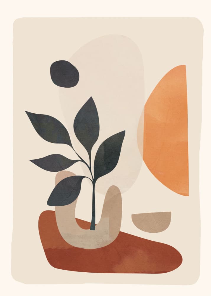 Abstract Terracotta Plant by Nadjaa — canvas wall art