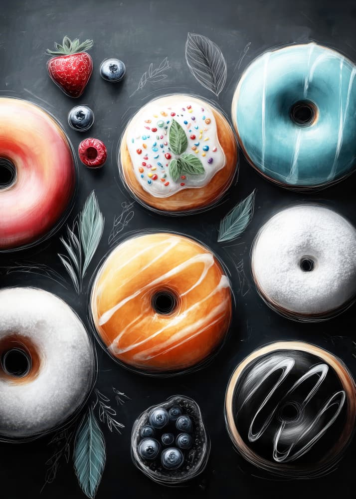 Sweet Donut Assortment by Justyna Jaszke — canvas wall art