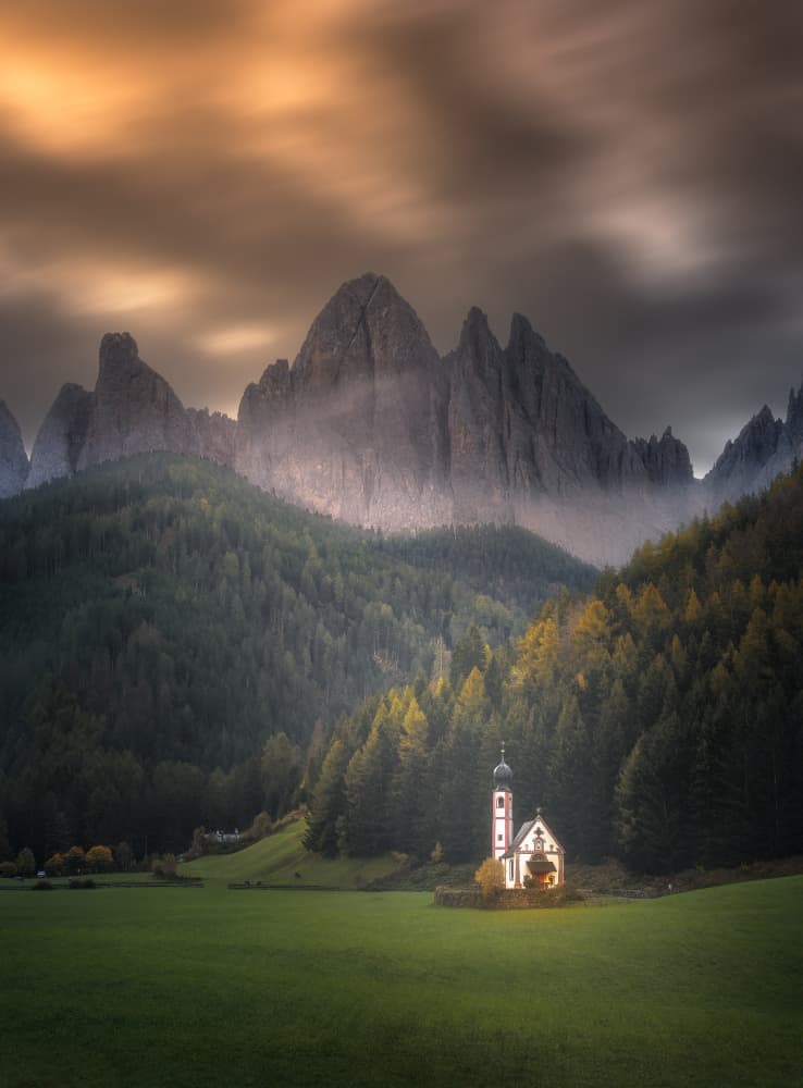 Alpine Church Glow by Gu and Hongchao — canvas wall art