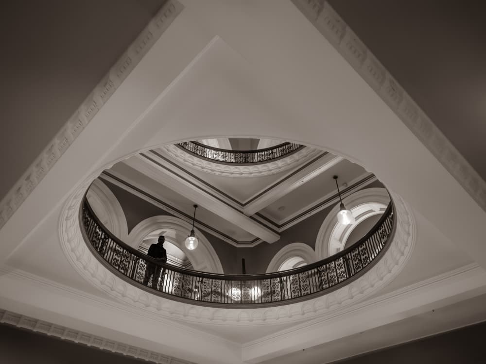 Man on Grand Balcony by IKUMI FUKAZAWA — canvas wall art