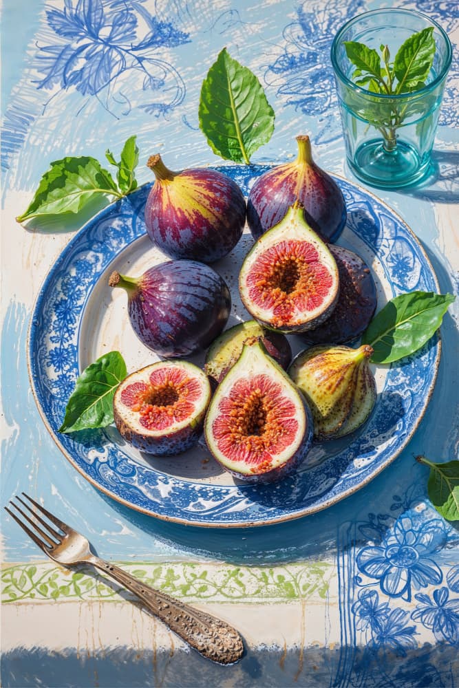 Fresh Figs on Blue Plate by The Art Concept — canvas wall art