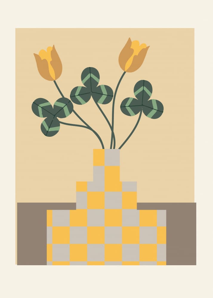 Yellow Tulips Geometric Vase by Paperago — canvas wall art