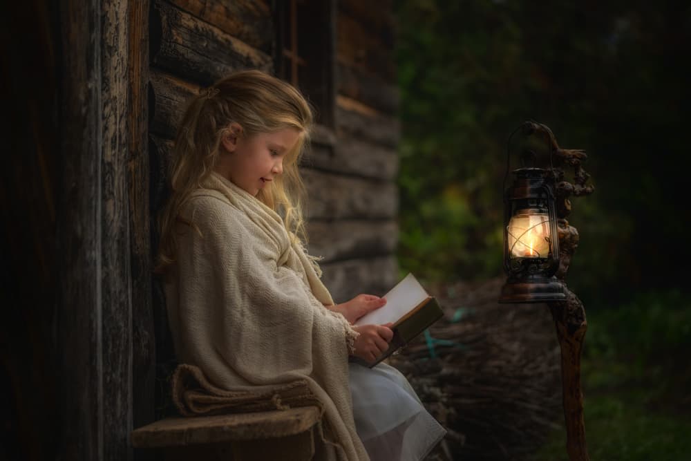 Cozy Cabin Reading by Joško Šimic — canvas wall art