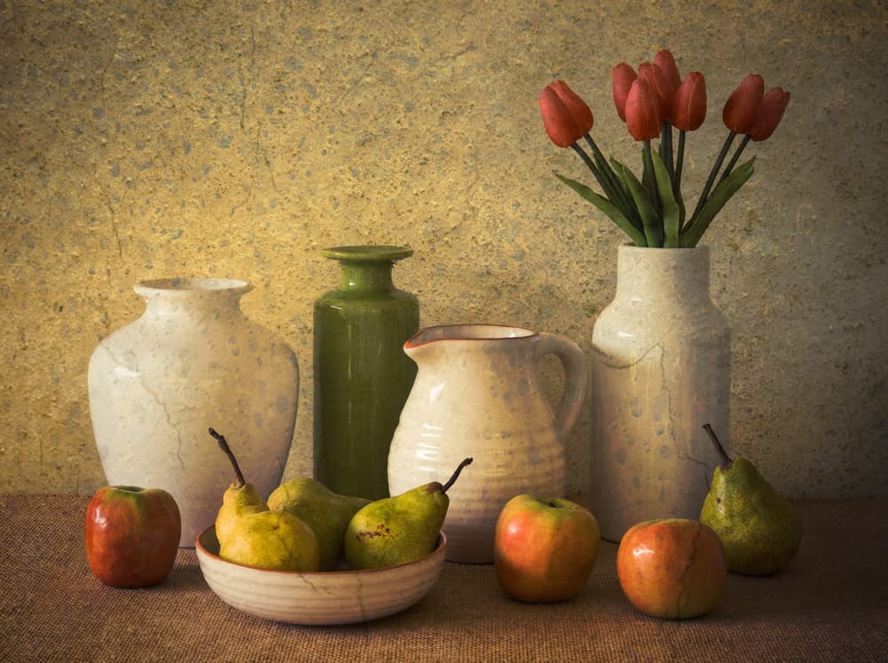 Rustic Fruit and Flowers by Jacqueline Hammer — canvas wall art