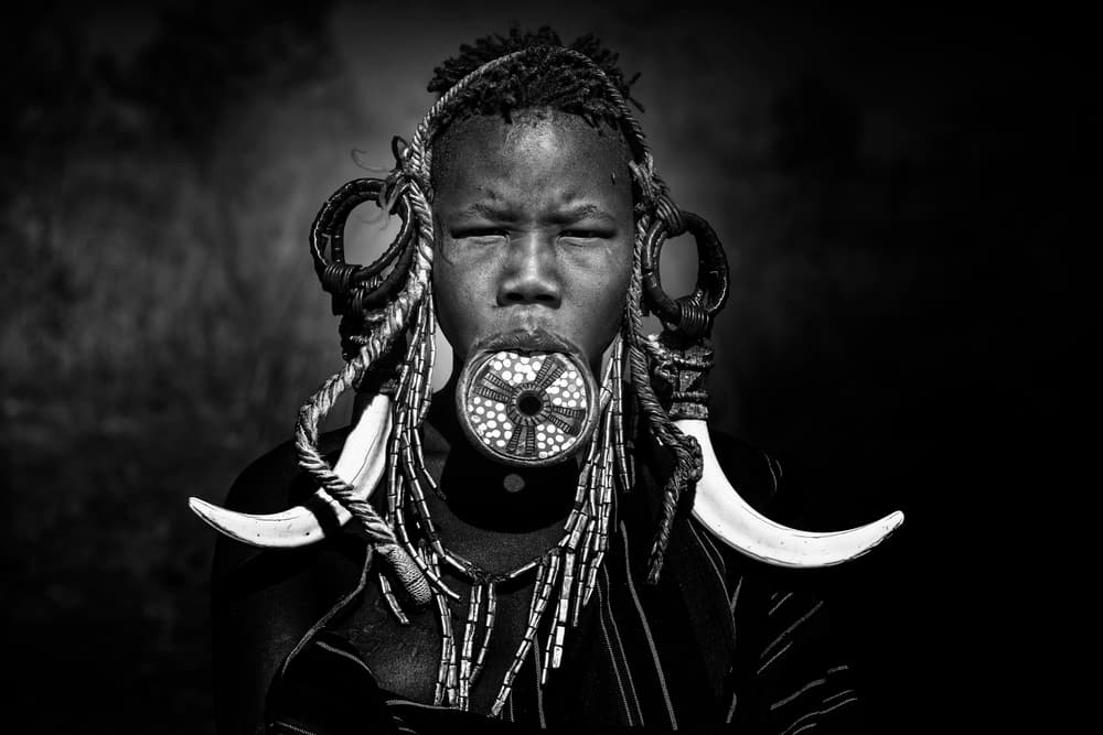 Tribal Lip Plate Portrait by Svetlin Yosifov — canvas wall art