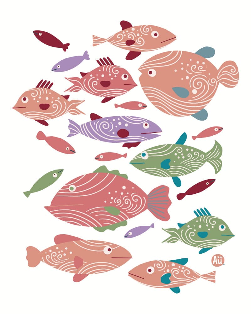 Whimsical School of Fish by Aia Ueno — canvas wall art
