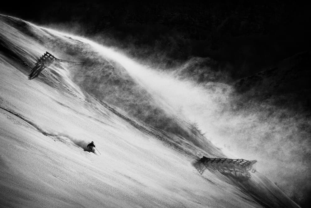 Mountain Skier Snowstorm by Peter Svoboda MQEP — canvas wall art