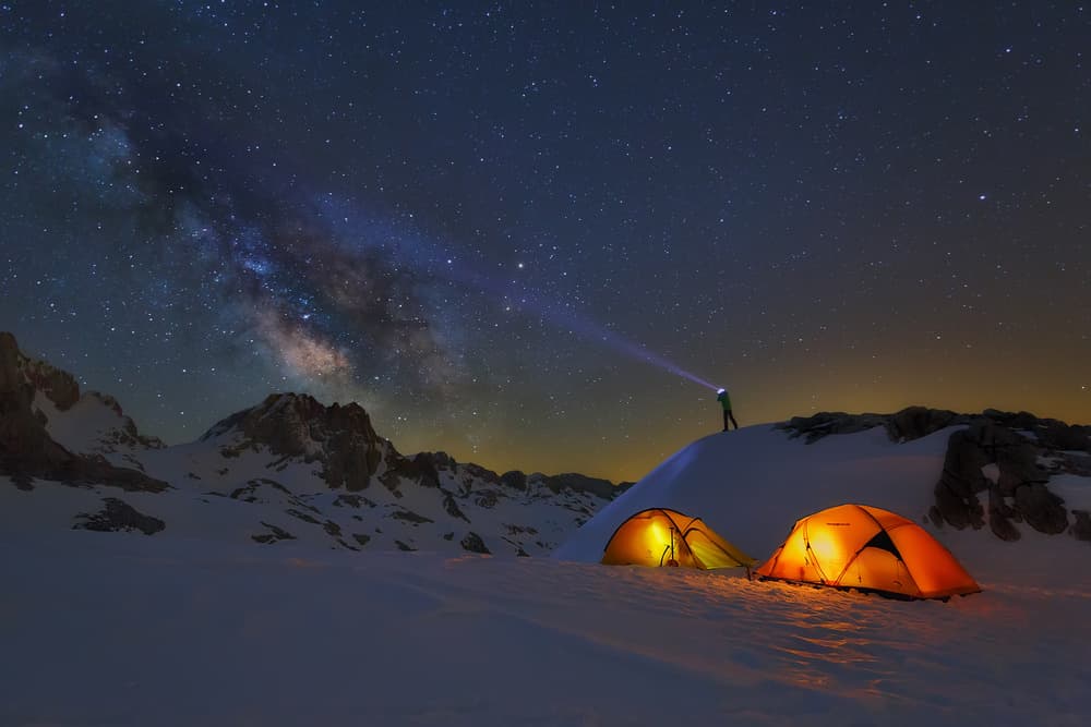 Starry Mountain Camp by Carlos Gonzalez — canvas wall art