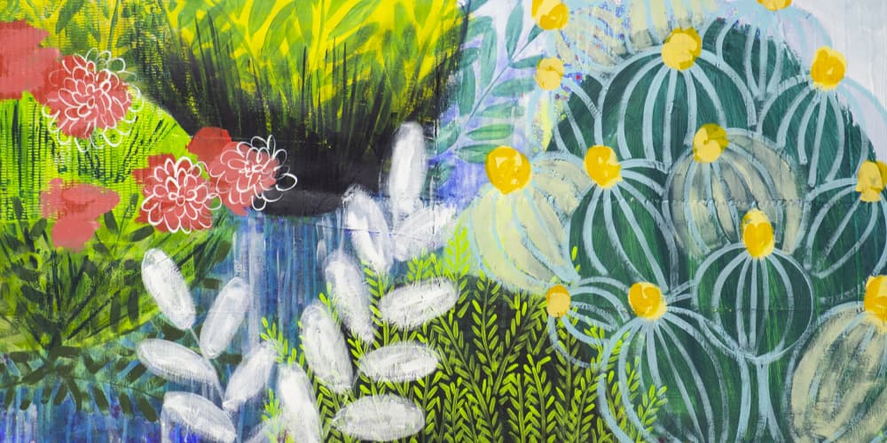 Vibrant Botanical Garden by Shelley Hampe — canvas wall art