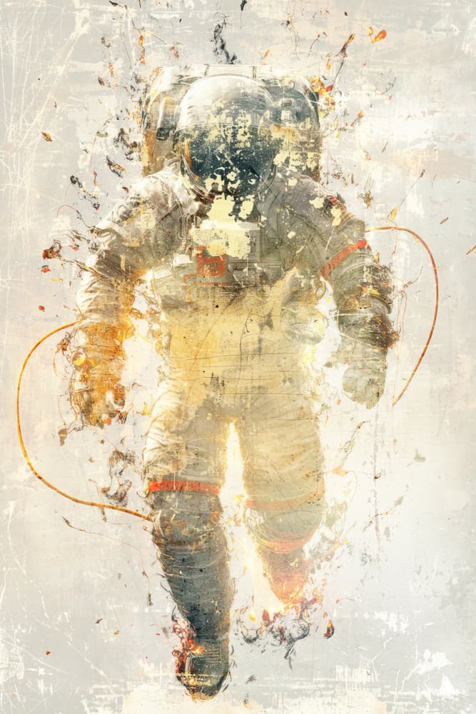 Golden Grunge Astronaut by Rafal Kulik — canvas wall art