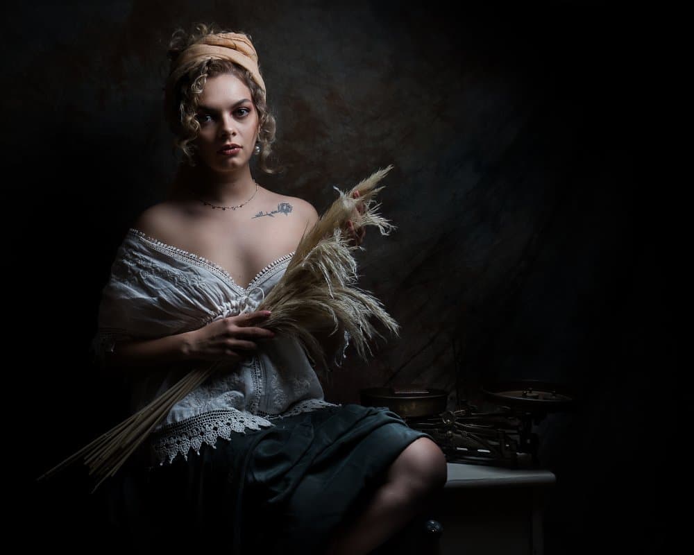 Boho Woman Pampas Portrait by Christian Kurz — canvas wall art