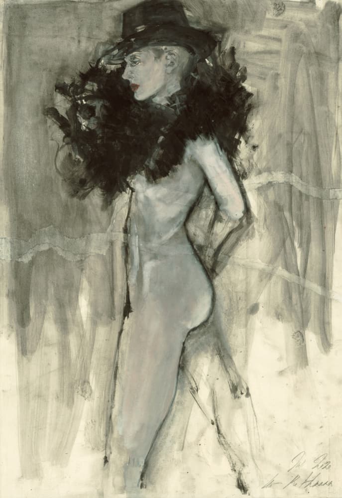 Elegant Profile In Hat by Ute Rathmann — canvas wall art
