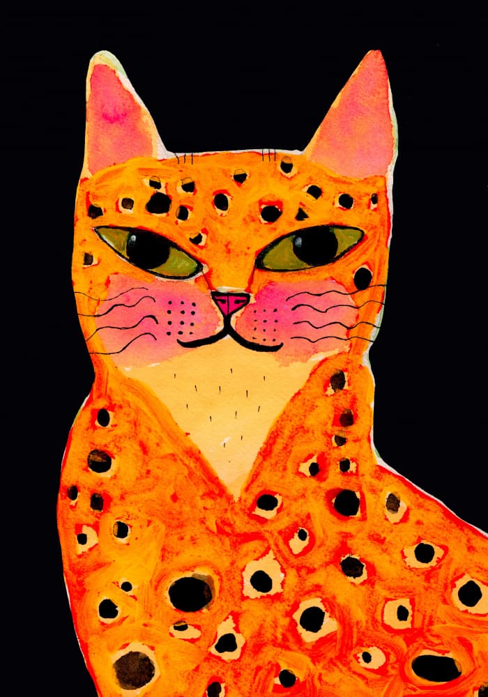 Orange Spotted Cat by Sharyn Bursic — canvas wall art