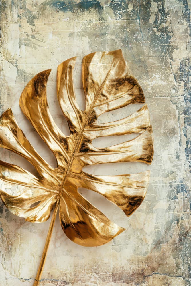 Opulent Gold Monstera by Rafal Kulik — canvas wall art