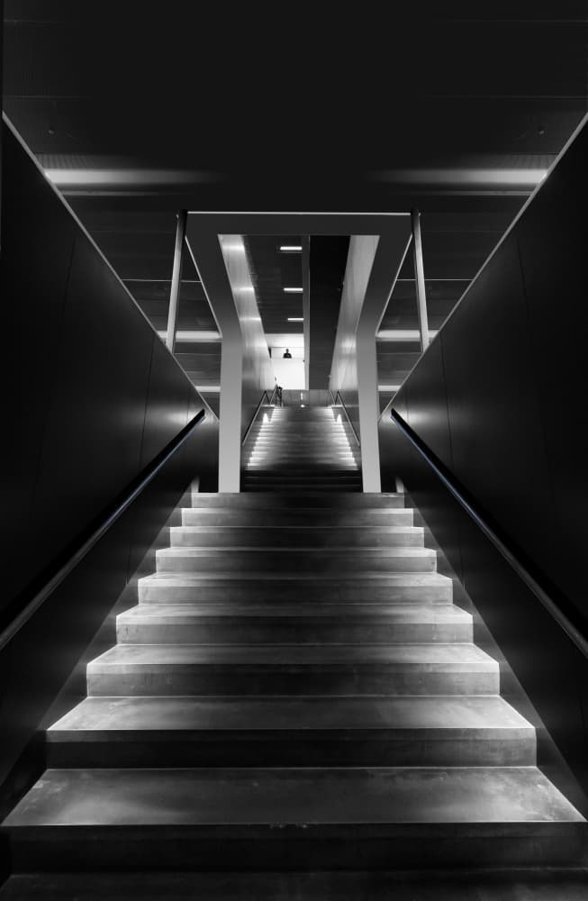 Monochrome Grand Staircase by Greetje van Son — canvas wall art