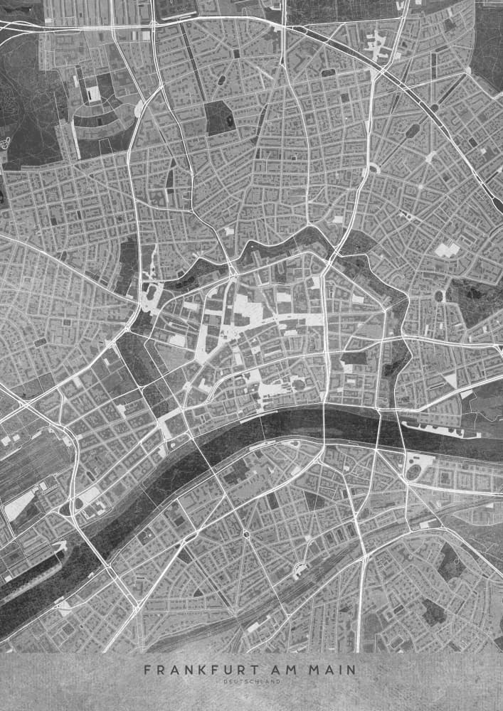 Frankfurt Am Main Urban Map by Rosana Laiz Blursbyai — canvas wall art