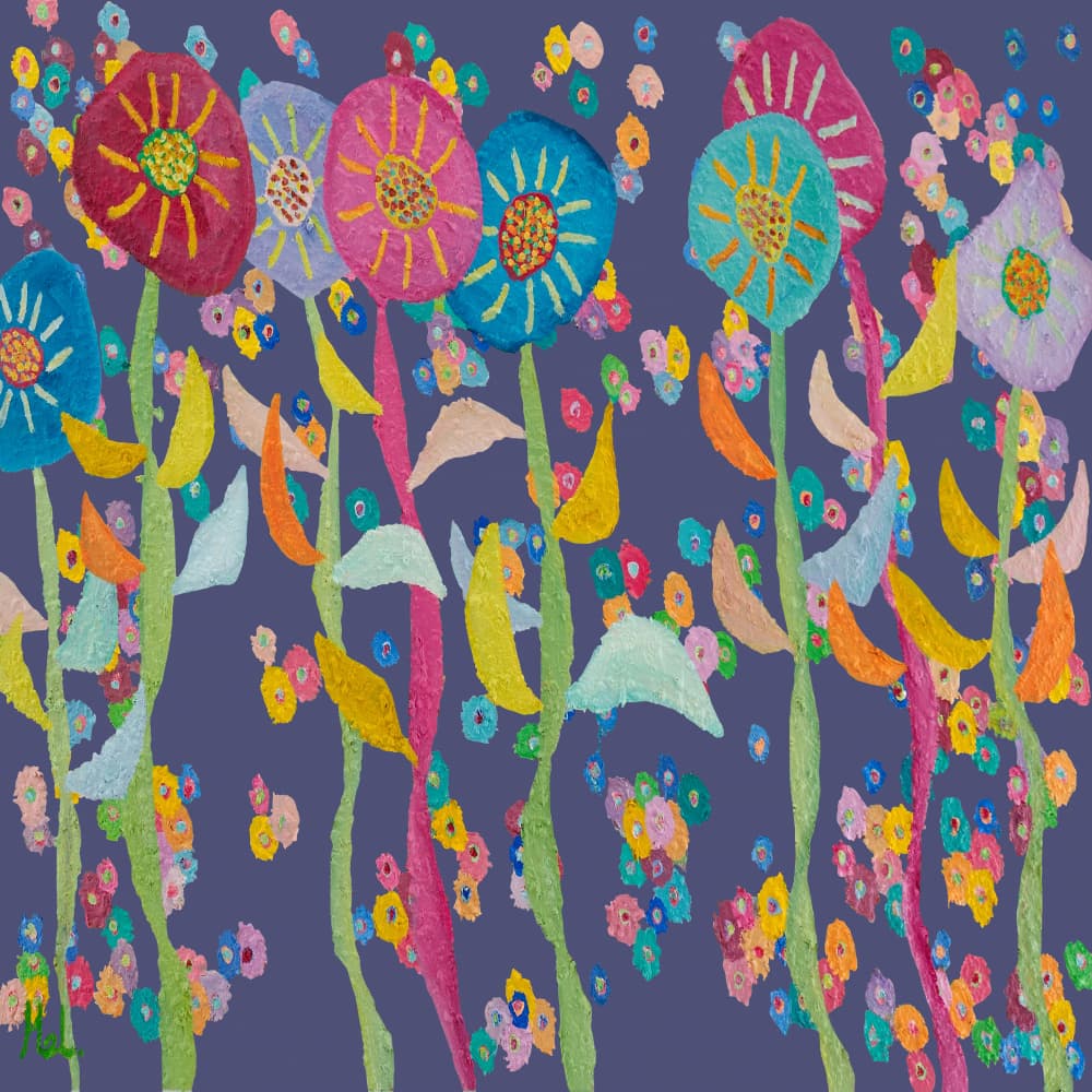 Whimsical Colorful Flowers by Helen Joynson — canvas wall art