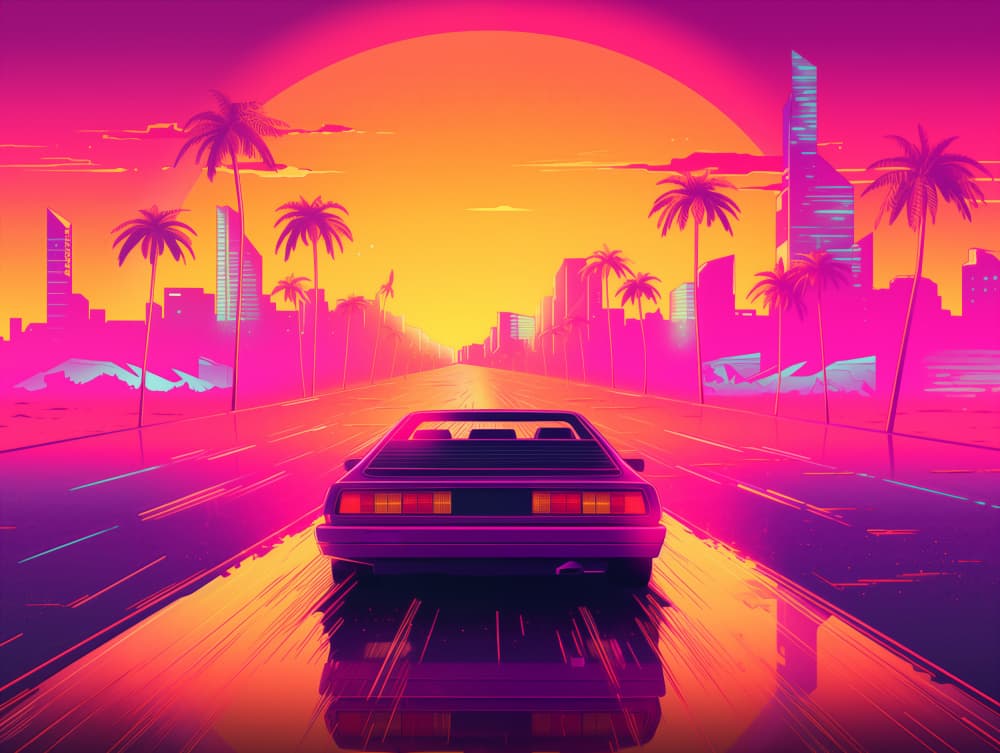 Retro Sunset Drive by Andreas Magnusson — canvas wall art