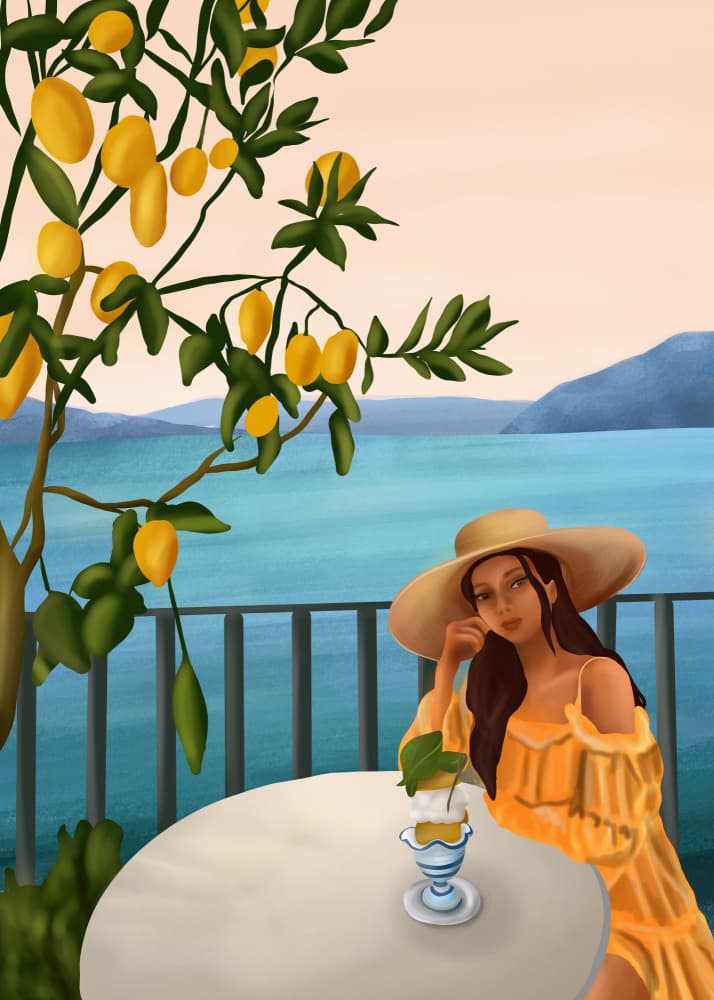 Mediterranean Lemon View by City Art — canvas wall art