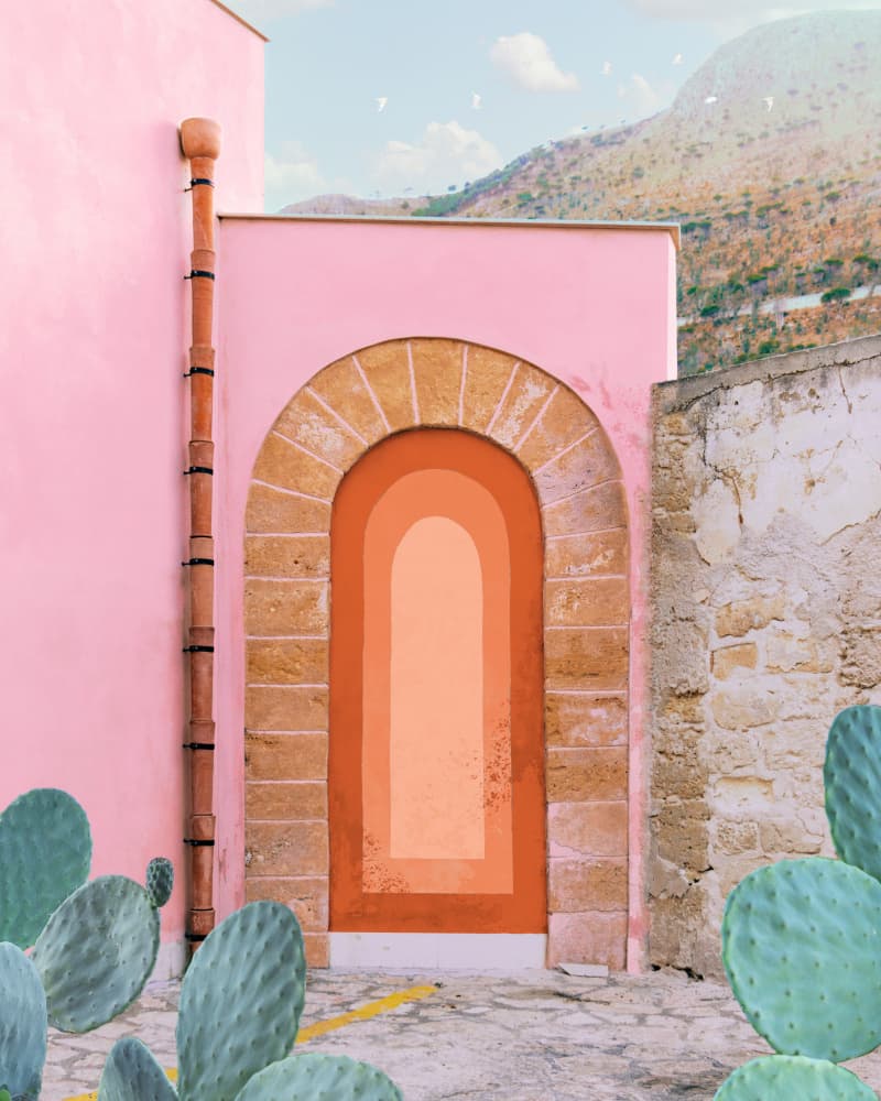 Pink Archway Desert Cactus by Gabor Estefan — canvas wall art