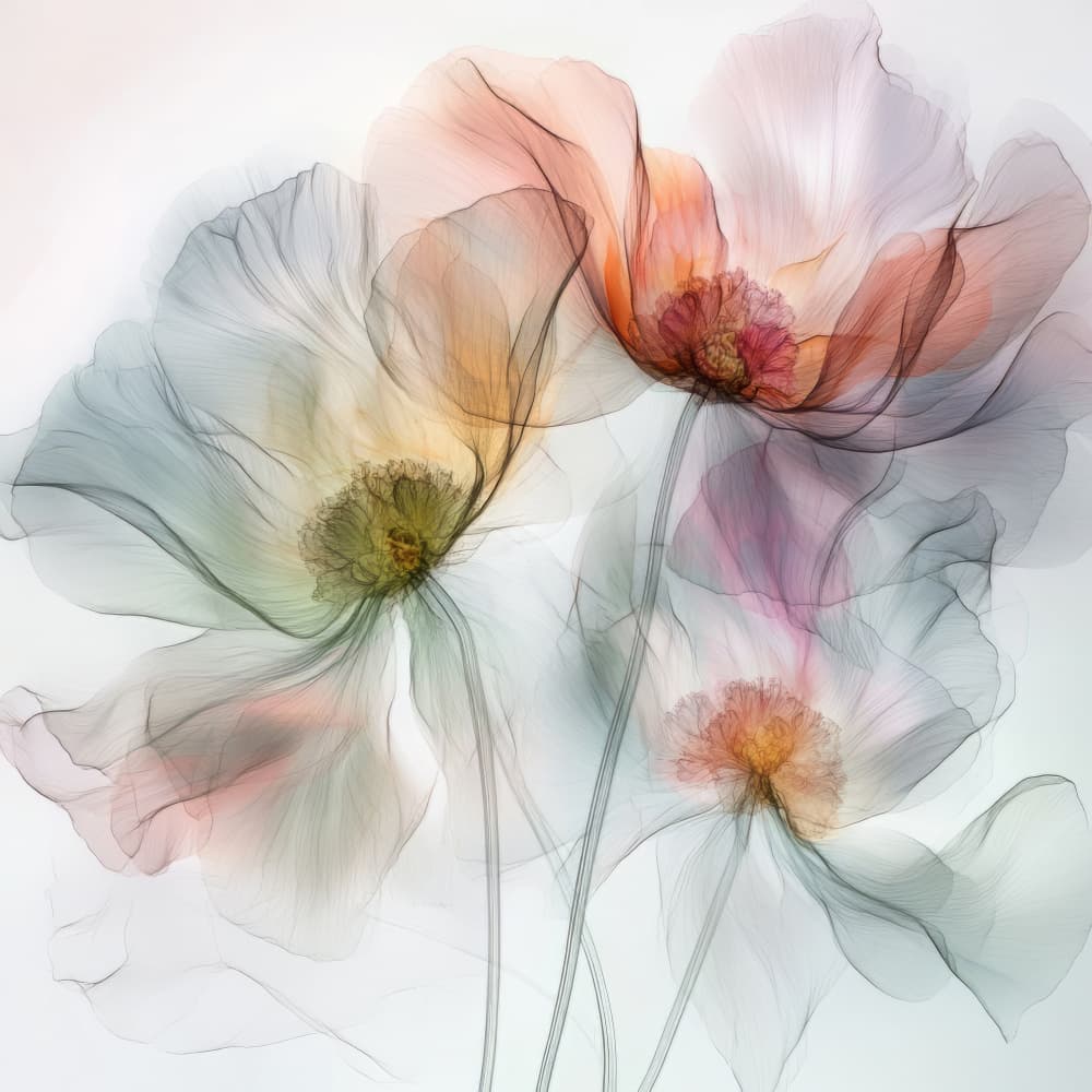 Flowing Ethereal Poppies by Bilge Paksoylu — canvas wall art