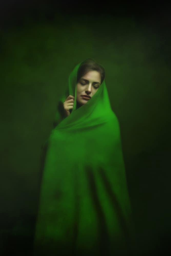 Mysterious Green Drapes by Moein Hasheminasab — canvas wall art
