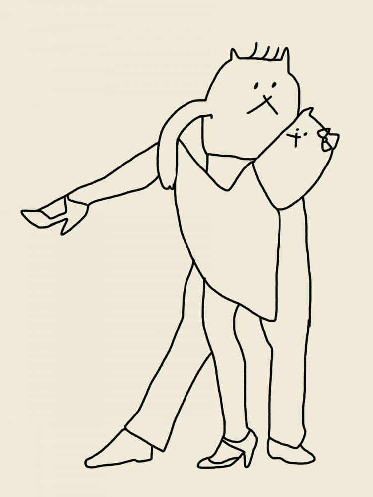 Dancing Cat Tango by Little Dean — canvas wall art
