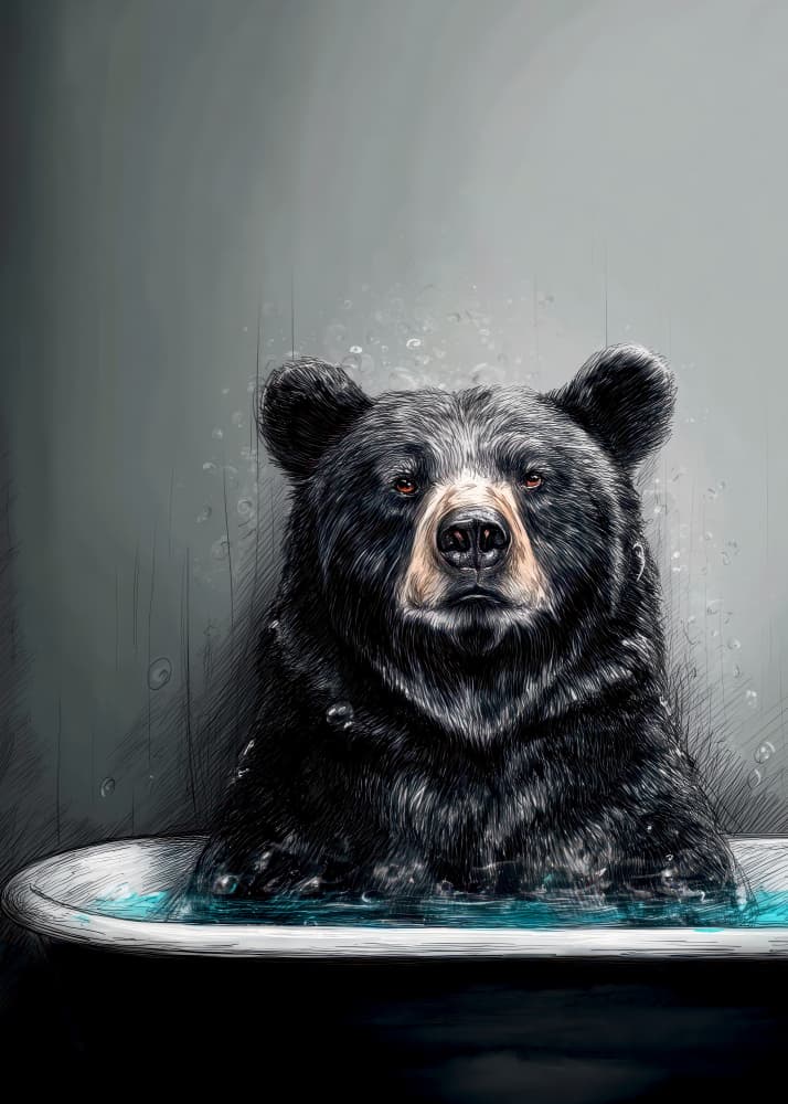 Bear Bathtime by Justyna Jaszke — canvas wall art