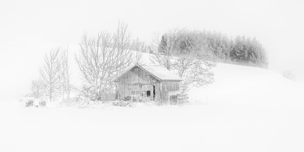 Rustic Winter Barn by Annie Keizer — canvas wall art