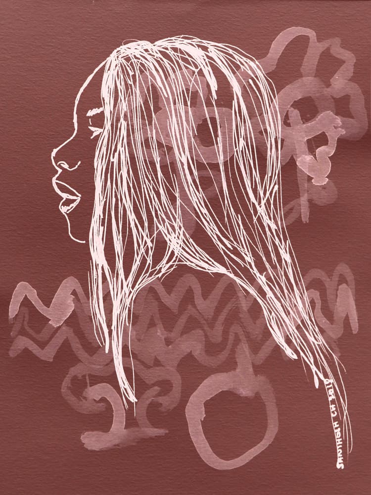 Singing Woman Profile by Santhosh ch — canvas wall art