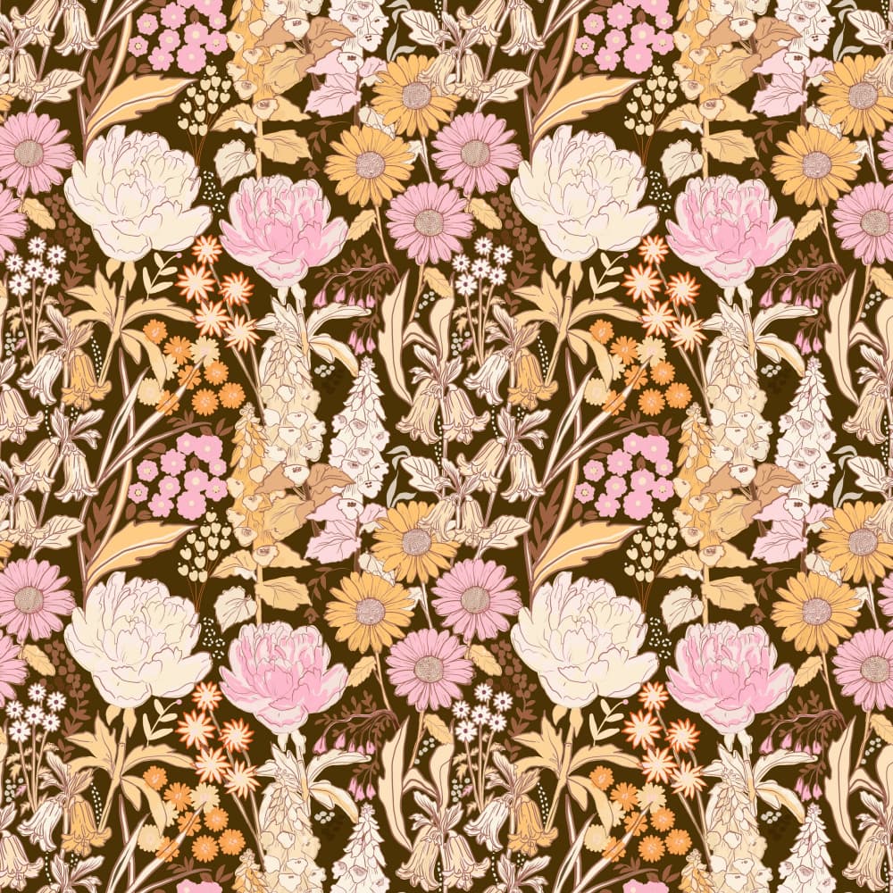 Lush Dark Floral Pattern by Josie George — canvas wall art