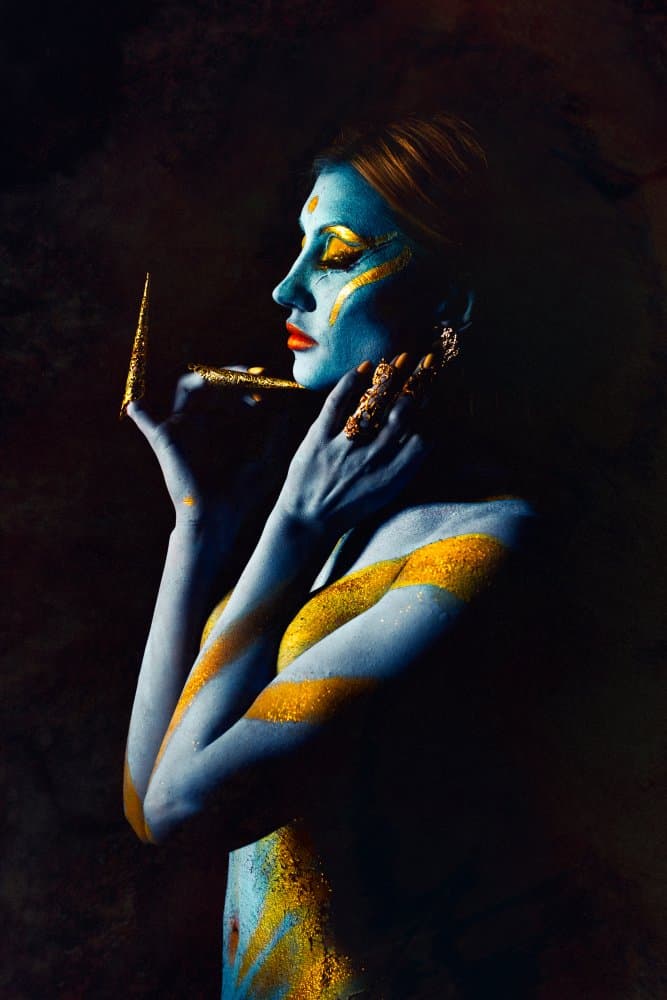Blue Woman in Gold by Ruslan Bolgov — canvas wall art