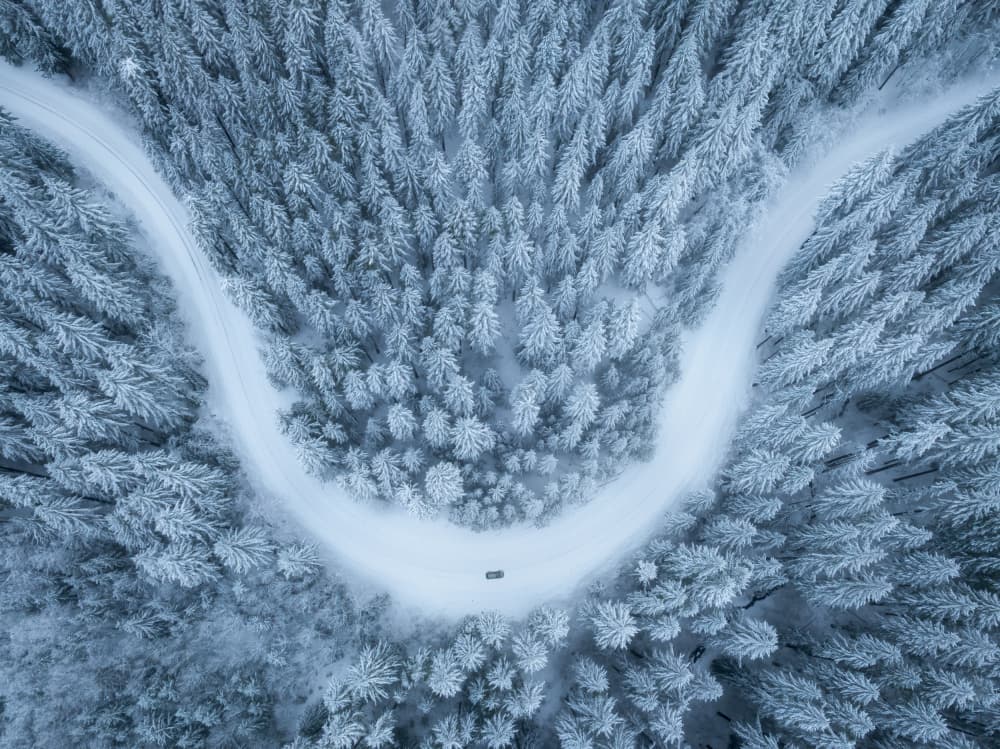 Winding Winter Road by Gerald Macua — canvas wall art
