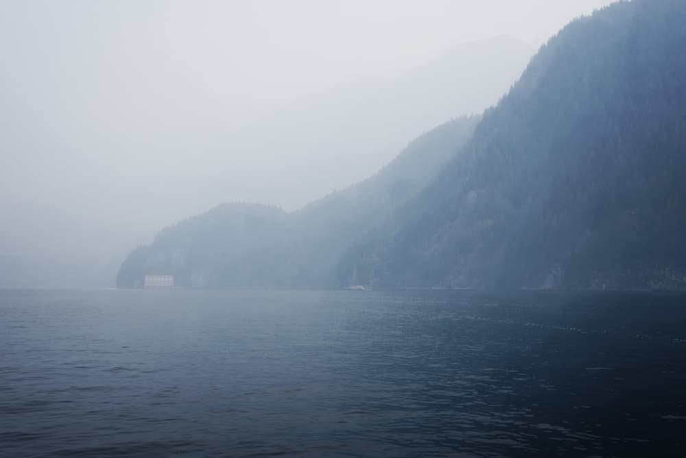 Misty Mountain Lake by Lynann Colligan — canvas wall art