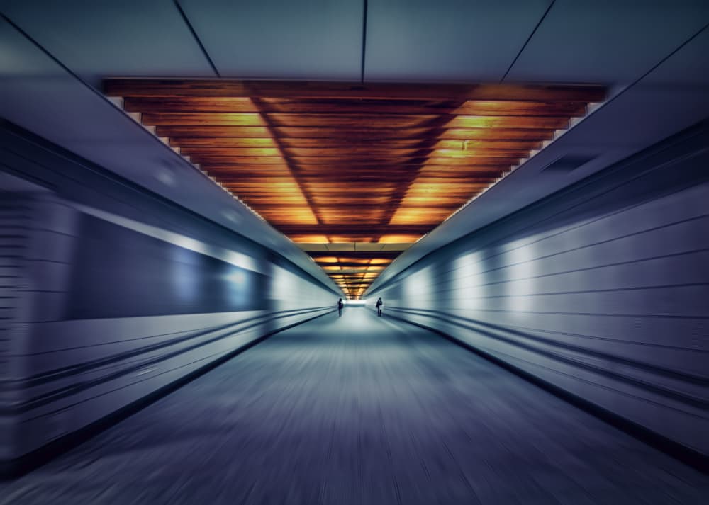 Illuminated Tunnel Journey by 大山 儀高 — canvas wall art