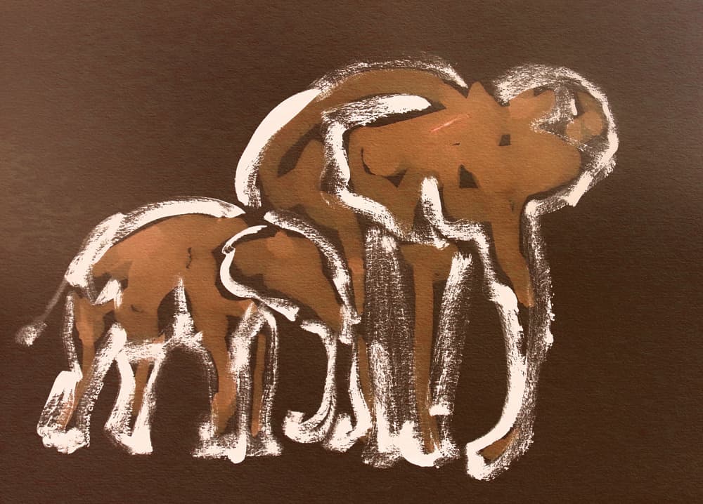 Elephants Mother And Calf by Santhosh ch — canvas wall art