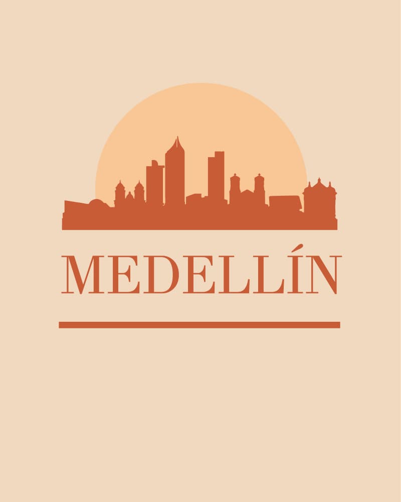 Medellín Sunset Skyline by Emiliano Deificus — canvas wall art