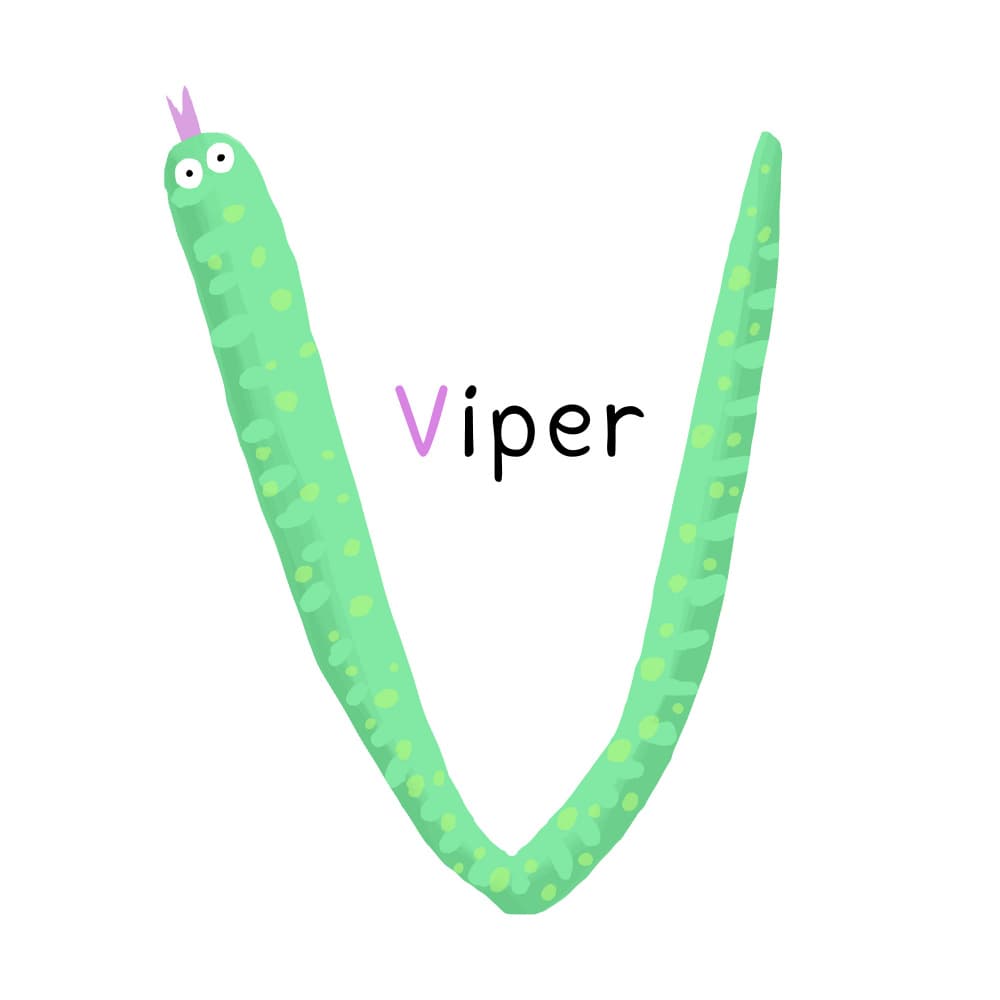 V is for Viper by Carla Daly — canvas wall art