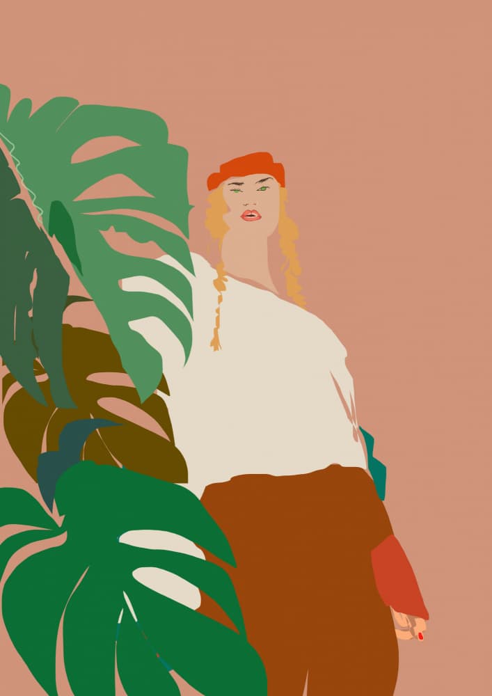 Stylish Woman Monstera by casa cartissi — canvas wall art