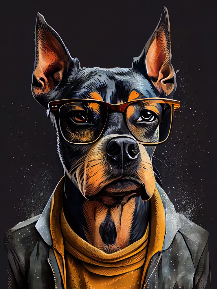 Stylish Doberman Portrait by Justyna Jaszke — canvas wall art