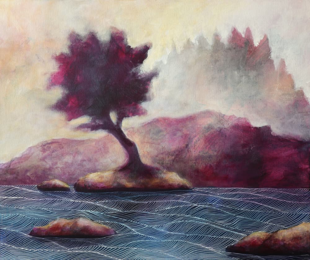 Mystical Purple Island Tree by Ania Witwitzka — canvas wall art