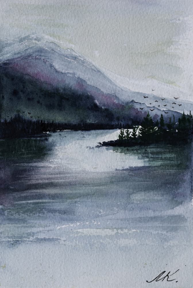 Misty Mountain Lake by Marina Kozyr — canvas wall art